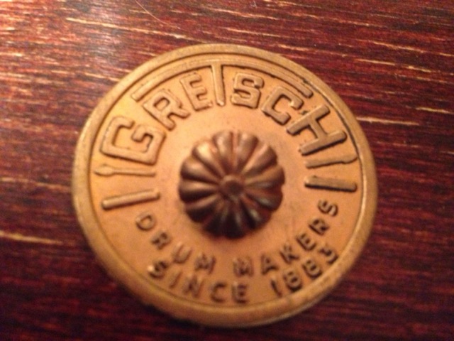Gretsch Brass Round Badge w/ Flower Tack Vintage 50s-60s 3ply Tom* — main photograph