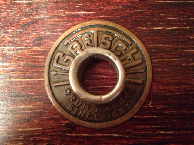 Gretsch Brass Round Badge w/ Original 1/2" Grommet for Vintage 50s 3ply Bass* — main photograph