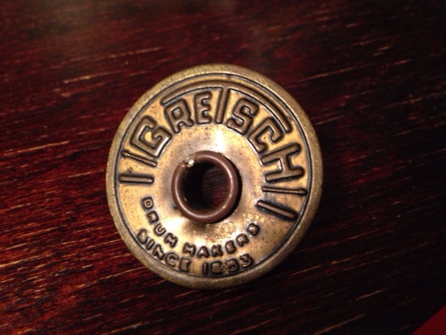 Gretsch Brass Round Badge w/ 5/16" Grommet for Vintage 50s-60s Snare/Bass* — main photograph