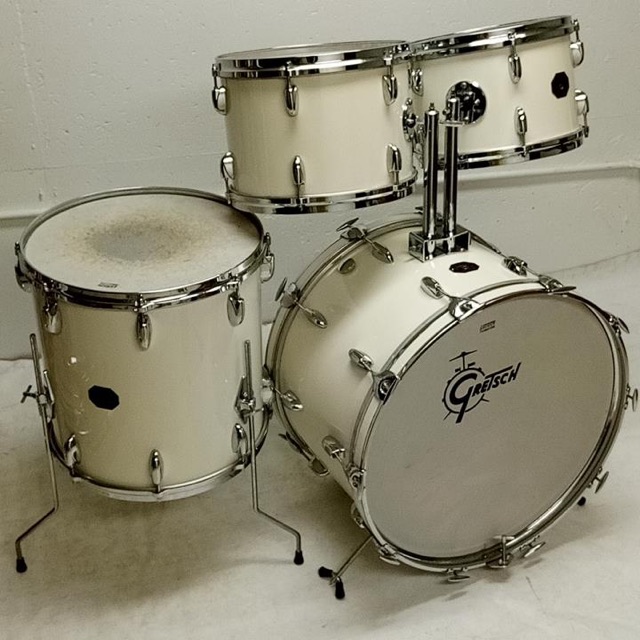 Gretsch 22,12,13,16 Drop G '79 White Nitron Drum Set SSB3 Stop Sign Badge Jasper — main photograph