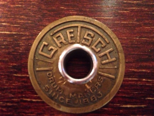 Gretsch Brass Round Badge w/ 3/8" Grommet for Vintage 60s Snare/Bass* — main photograph