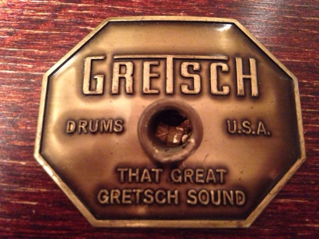 Gretsch Stop Sign Badge Vintage 70s Brass w/ Grommet for Bass/Tom/Snare* — main photograph