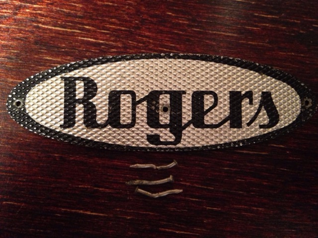 Rogers Classmate Snare Drum Badge Cleveland Script Logo w/ Rivets Vintage 60s* — main photograph