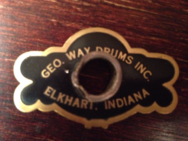 George Way Drum Badge Vintage 50s Geo Drums Elkhart, Indiana Rare Pre-Camco USA — main photograph