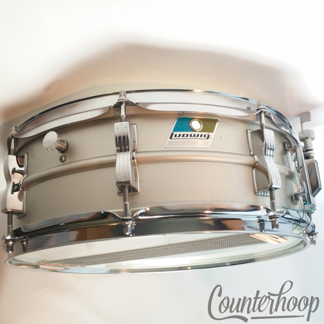 Ludwig Acrolite 70s Snare Drum 14x5"Acro Aluminum Vintage 8-Lug Blue/Olive USA* — main photograph