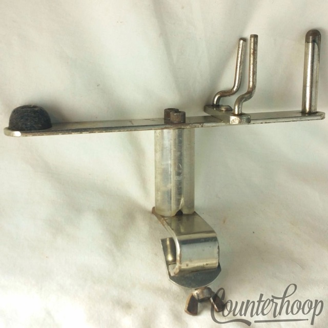 Ludwig Cowbell +Wood-Block Mount Clamp-On Bass Drum Hoop Nickel Vintage 30s USA — main photograph
