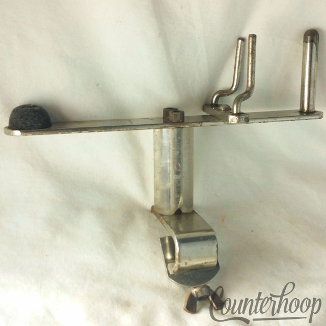 Ludwig Cowbell +Wood-Block Mount Clamp-On Bass Drum Hoop Nickel Vintage 30s USA — main photograph