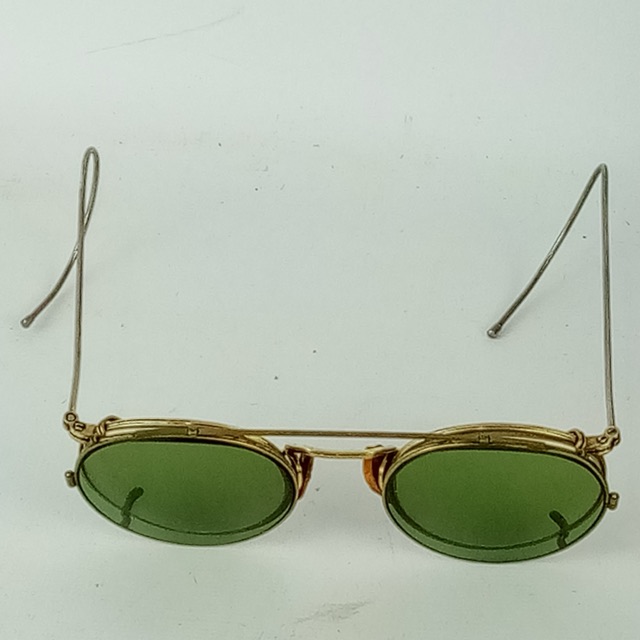 Ful-Vue 1/10 12K GF Gold Metal Glasses Frames w/Clip-on Sunglasses +Case Vintage — main photograph