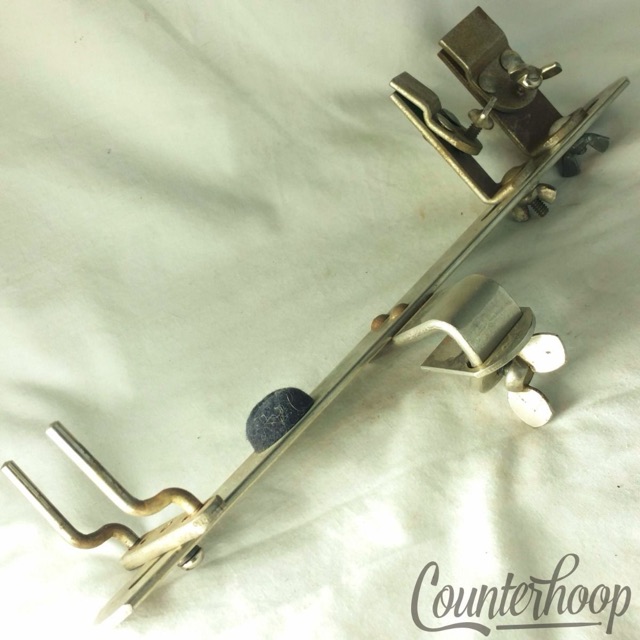 Ludwig 2x Cowbell +Wood-Block Mount Clamp-On Bass Drum Hoop Nickel Vintage 30s* — main photograph