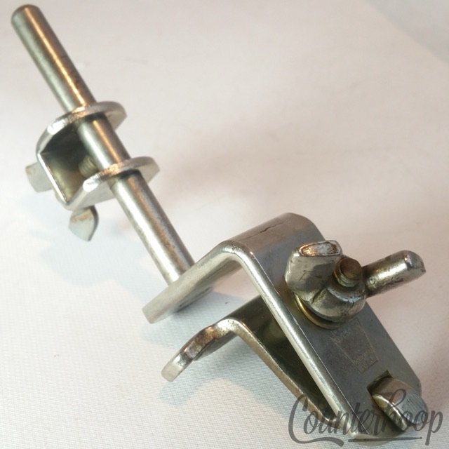 Ludwig WFL Cowbell Mount Rod+Clamp Clamp-On Bass Drum Hoop Nickel Keystone 50s* — main photograph