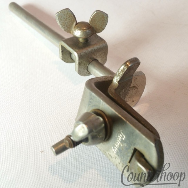 Ludwig Cowbell Mount Rod+Clamp Clamp-On Bass Drum Hoop Nickel Script USA 50s-60s — main photograph