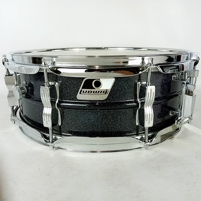 Ludwig 5x14"Black Galaxy Acrolite "Blackrolite" Snare Drum Aluminum Vintage 90s — main photograph