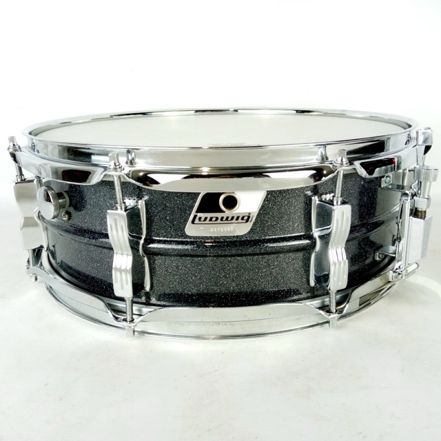 Ludwig 5x14"Black Galaxy Acrolite "Blackrolite" Vintage 90s Snare Drum Aluminum — main photograph