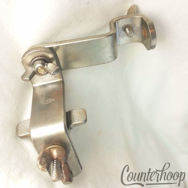 Ludwig WFL Cymbal Arm Rod Receiver Ratchet Clamp-On Mount Nickel Vintage 50s USA — main photograph