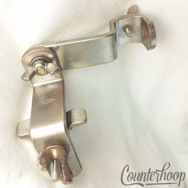 Ludwig WFL Cymbal Arm Rod Receiver Ratchet Clamp-On Mount Nickel Vintage 50s USA — main photograph