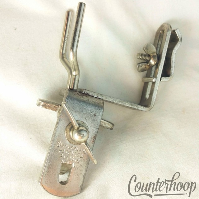 Slingerland Cowbell+Wood-Block Clamp-On Bass Drum Mount Nickel 50s Radio King* — main photograph