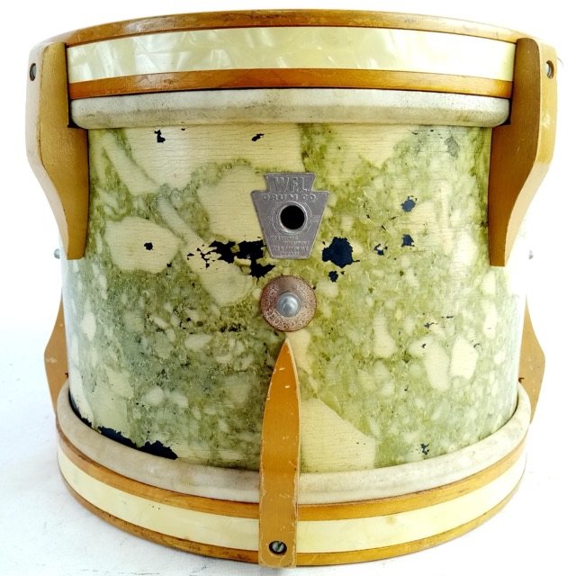 Ludwig Victorious 7x11" WWII Tom Drum DeLuxe Marble Vintage 40s WFL Calf Heads — main photograph