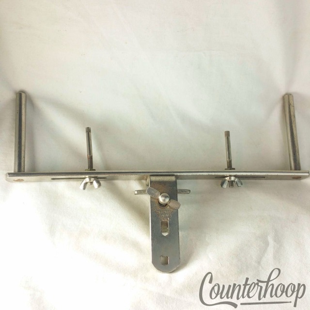 Slingerland 2x Cowbell+Wood-Block Clamp-On Bass Drum Mount Nickel 50s Radio King — main photograph