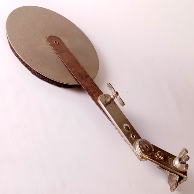 Ludwig Nickel External Muffler Clamp-On Bass Drum Hoop-Mount Script Logo 50s-60s — main photograph