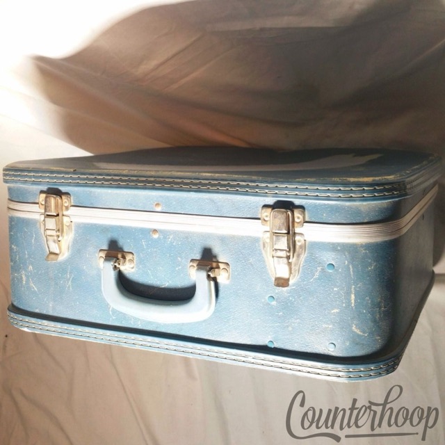 Ludwig 14x5" Snare Drum Case Hardshell Vintage 70s Blue Vinyl w/Stick/Stand cmp — main photograph