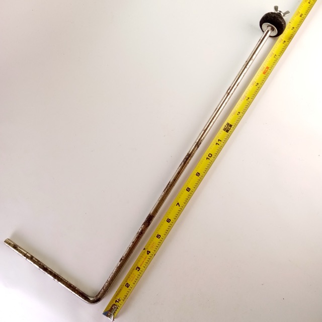 Leedy 3/8x6"x19.5"Cymbal L-Arm Rod Nickel Vintage 50s Bass Drum Mount Holder USA — main photograph