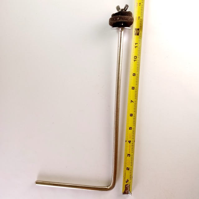 Leedy 3/8x6"x13.5"Cymbal L-Arm Rod Chrome Vintage 50s Bass Drum Mount Holder USA — main photograph