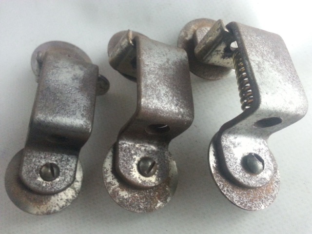 Ludwig Floor Tom Leg Mounts Set x3 Nickel Push-Button Spring Loaded Vintage 50s — main photograph