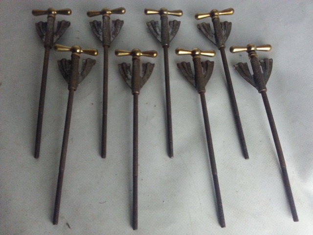 Ludwig Bow-Tie 8x Bass Drum Tension T-Rods/Claws Vintage 30s Nickel Brass* — main photograph