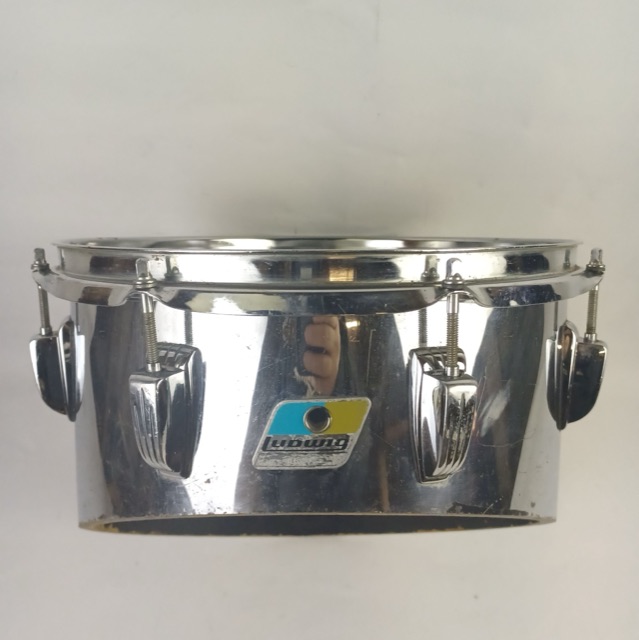 Ludwig 5x11x13"Chrome Over Wood Power Cut Blue/Olive Marching Trio Tom Drum COW — main photograph