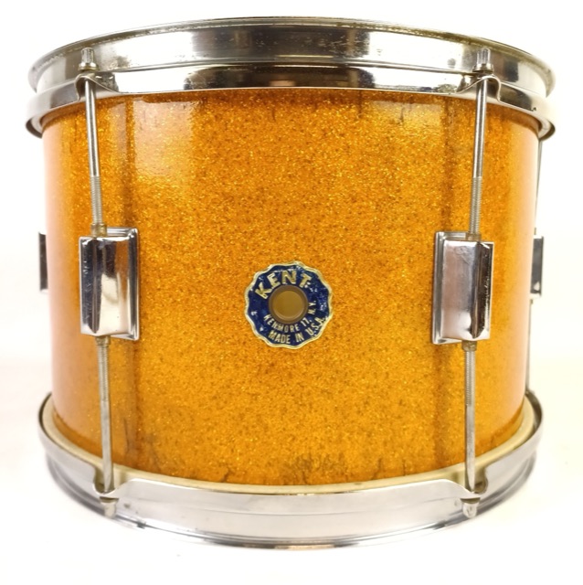 Kent 9x13" #690 Tom Drum Gold Sparkle Vintage 60s 2Ply Maple 6Lug Chrome Kenmore — main photograph