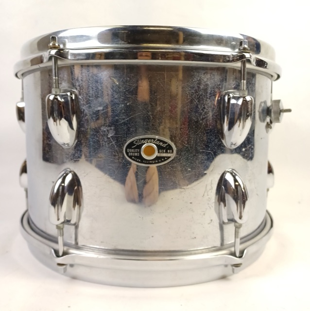 Slingerland 8x12" Tom Drum 70s Chrome Over Wood COW Sound King Stick-Saver Rims — main photograph