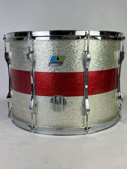Ludwig 12x17"Silver/Red Sparkle Tenor Tom Drum 70s B/O 3Ply Maple Vintage Parade — main photograph