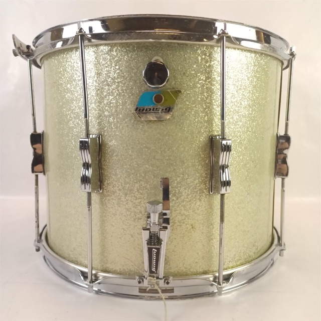 Ludwig 12x15"3Ply Silver Sparkle Marching Snare Drum Vintage70s Maple Blue/Olive — main photograph