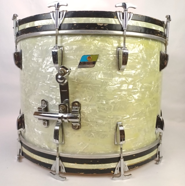 Ludwig 14x22"3Ply White Marine Pearl Vintage70s Blue/Olive Bass Drum WMP USA B/O — main photograph