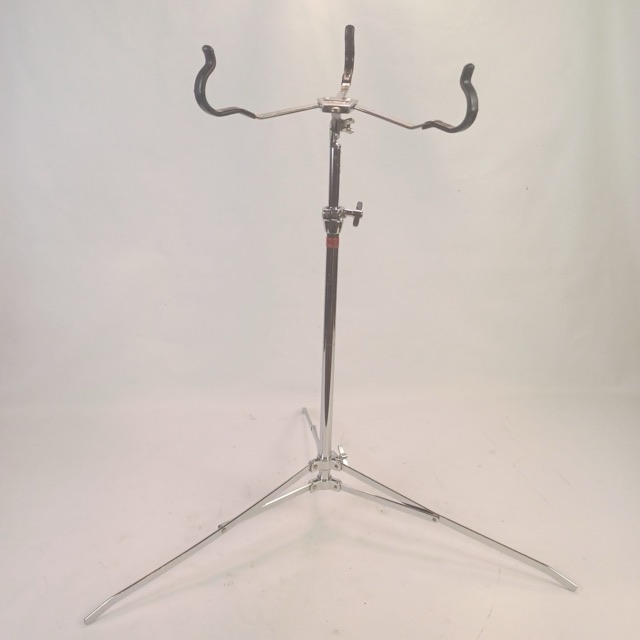 Ludwig Snare Drum Stand Chrome Vintage 90s Tripod + 60s Atlas Basket Grip Arms — main photograph