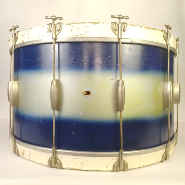 Slingerland 14x28" Blue/Silver Duco Bass Drum 3Ply Mahogany/Maple Radio King 40s — main photograph
