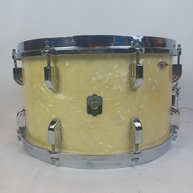 Leedy 8x14"June48 WMP 3Ply Maple/Chrome-Brass Broadway Snare Drum White Marine P — main photograph