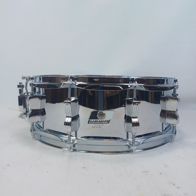 Ludwig Steel Rocker 10-Lug Snare Drum 5x14" Vintage Chrome Black/White #06006033 — main photograph