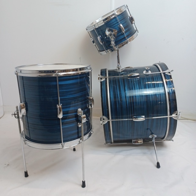 Pearl Apollo 20,12,14 Drum Set Blue Ripple 3Ply MIJ Japan Bass Kick/Tom/Floor60s — main photograph