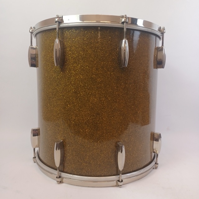 Slingerland 16x16"40s WW2 Virgin Floor Tom Drum Radio King Gold Sparkle Fat Re-R — main photograph