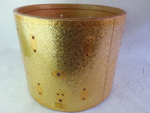 Slingerland 15x12"Marching Snare Drum Shell Rack/Floor Tom Gold Sparkle 3ply 60s — main photograph