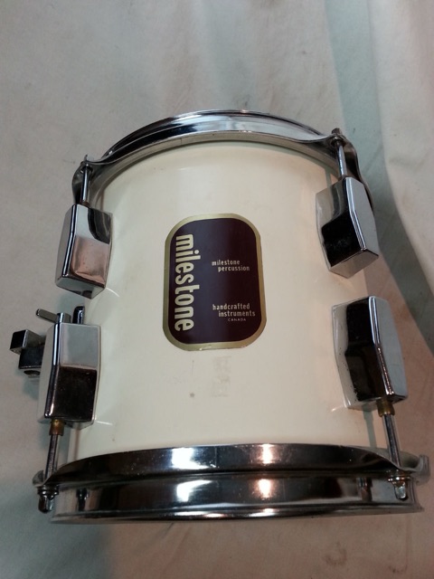 Milestone 8"x8" Rack Tom Drum Fiberglass/White Handcrafted Canada Tempus 70s* — main photograph