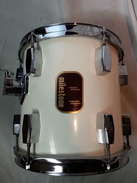 Milestone 10x10"Rack Tom Drum Fiberglass/White Handcrafted Canada Tempus 70s* — main photograph