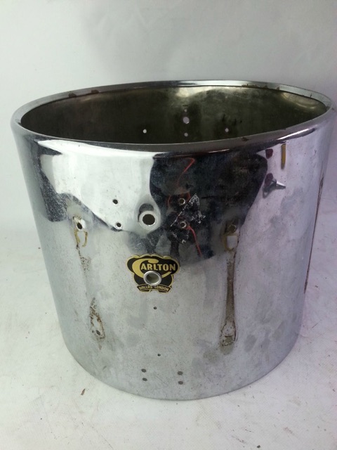 Carlton 14x11.5"8Lug Chrome Brass Snare Drum Shell Marching 60s Dallas-London,UK — main photograph