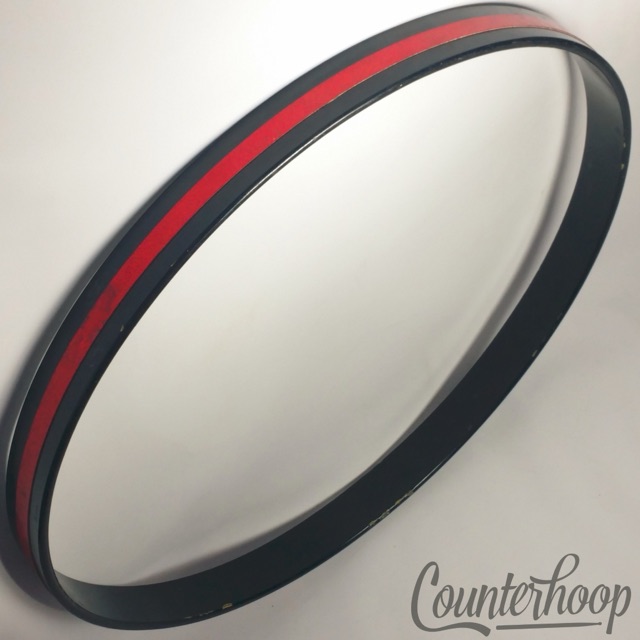 Ludwig Red Sparkle Inlay Vintage 60s on 20" Bass Drum Hoop/Rim 6ply Black Paint — main photograph