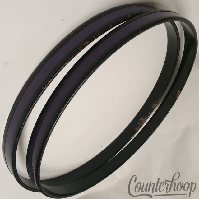 Premier 2x 22" Polychromatic Royal Purple Bass Drum Wood Hoops/Rims Vintage 70s — main photograph
