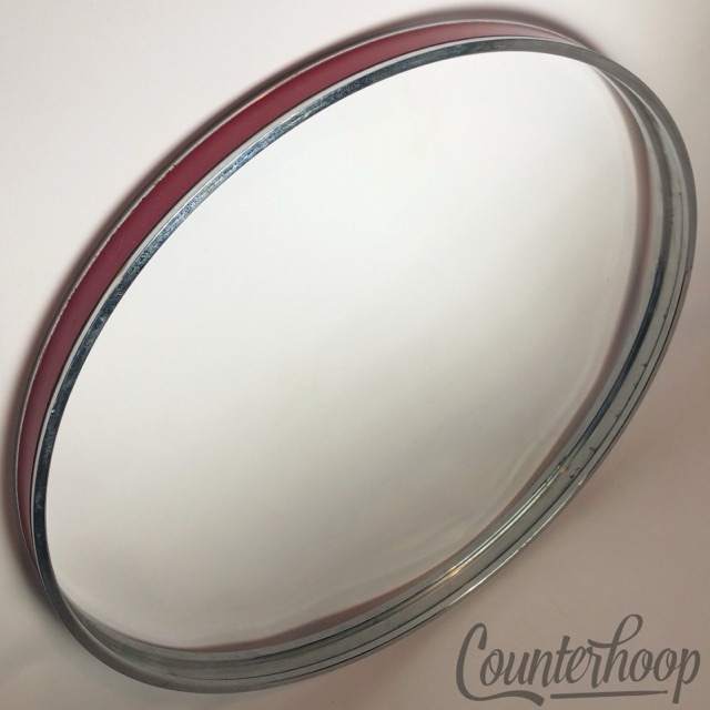 Pearl 22" Bass Drum Metal Hoop/Rim Red Inlay Chrome Steel Vintage 70s Japan* — main photograph