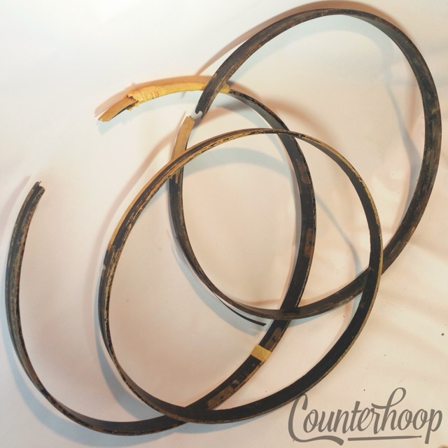 Ludwig 22"3x Bass Drum Hoops/Rims Maple Red Sparkle Vintage 60s-70s Project Lot — main photograph