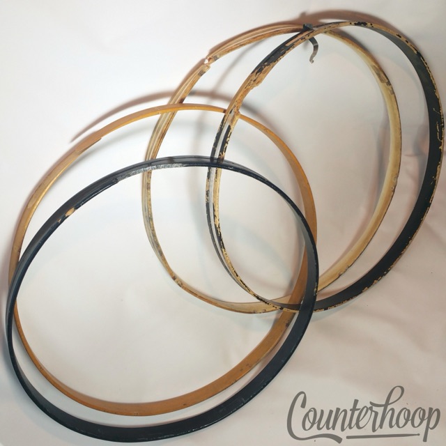 Gretsch 24"4x Bass Drum Hoops/Rims Maple Black, Natural Vintage 50s Project Lot — main photograph