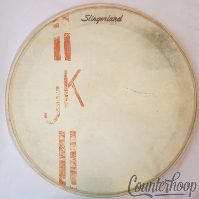 Slingerland 22" Calf Skin Resonant Logo Bass Drum Calfskin Head Vintage 50s USA — main photograph